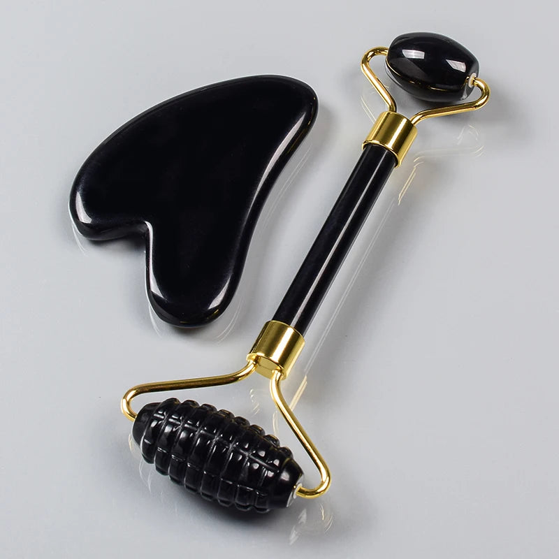 Wholesale Acupuncture Massager Sawtooth Jade Roller Face Care Massage Tool Natural Rose Quartz Stone Gua Sha Health Neck Relax
