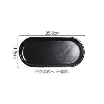 Nordic Marble Texture Tray Ceramic Oval plate Western Dish Dessert Dish Jewelry Storage Tray
