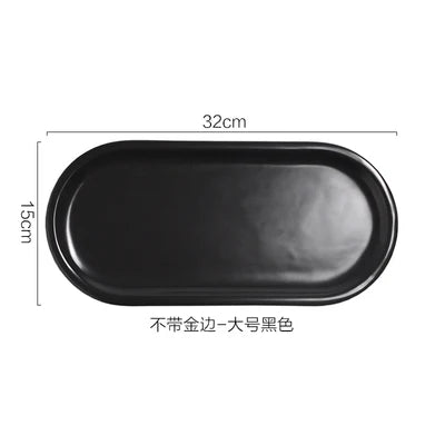 Nordic Marble Texture Tray Ceramic Oval plate Western Dish Dessert Dish Jewelry Storage Tray