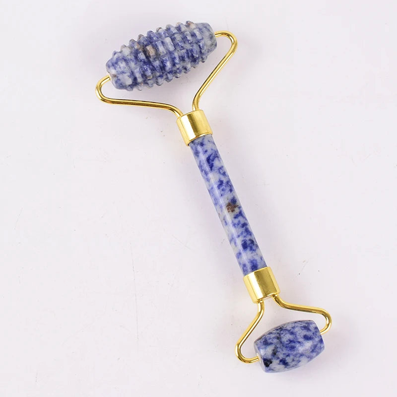Wholesale Acupuncture Massager Sawtooth Jade Roller Face Care Massage Tool Natural Rose Quartz Stone Gua Sha Health Neck Relax