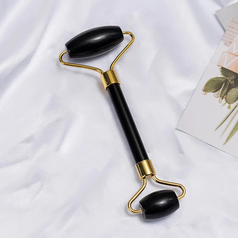 Pink Quartz Eye Mask Massage Face Roller Set Natural Rose Gouache Jade Stone Facial Relax Beauty Massager Ice Therapy Sleeping