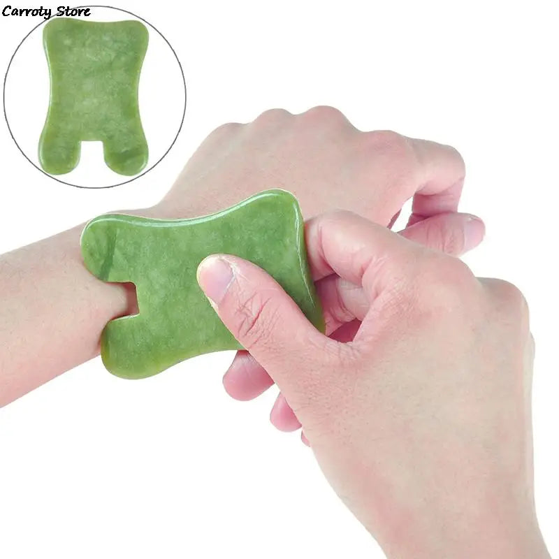 2 In 1 Green Roller And Gua Sha Tools Set By Natural Jade Scraper Massager With Stones For Face Neck Back And Jawline Hand Tools