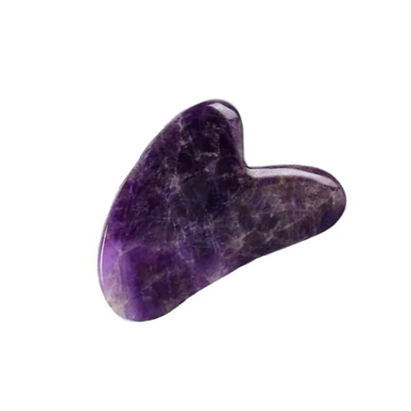 Gouache Amethyst Natural Stone Facial Massager Jade Roller Gua Sha Set SPA Acupuncture Scraping Crystal Gouache Scraper For Face