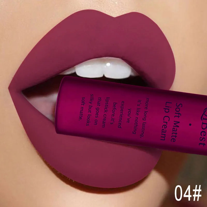 QIBEST Brand 34 Colors Waterproof Matte Nude Lipstick Lipkit Pigment Dark Red Black Long Lasting Lip Gloss Women Makeup Lipgloss
