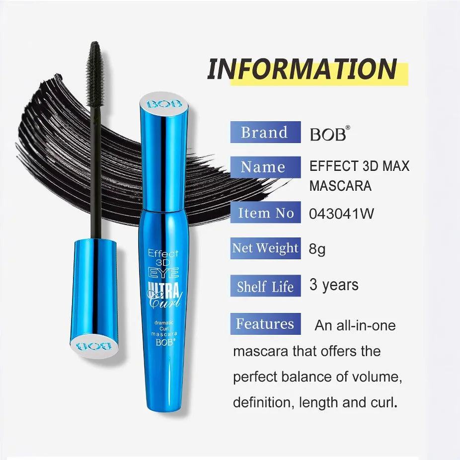 BOB three-dimensional mascara slender curled dense long-lasting waterproof, sweat-proof and non-smudging fine comb type