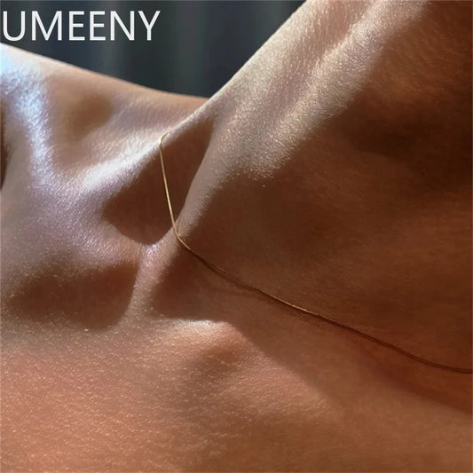 925 Sterling Silver 16-30 Inches Gold Color Snake Chain Necklace For Women Fashion Clavicle Chain Necklace Men Party Jewelry
