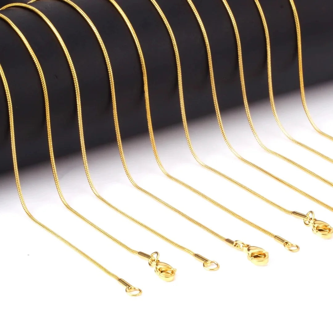 LUXUSTEEL1MM/2MM/3MM Round Snake Chain Necklace For Women Men Golden Stainless Steel Herringbone Choker Fashion Jewelry Gift
