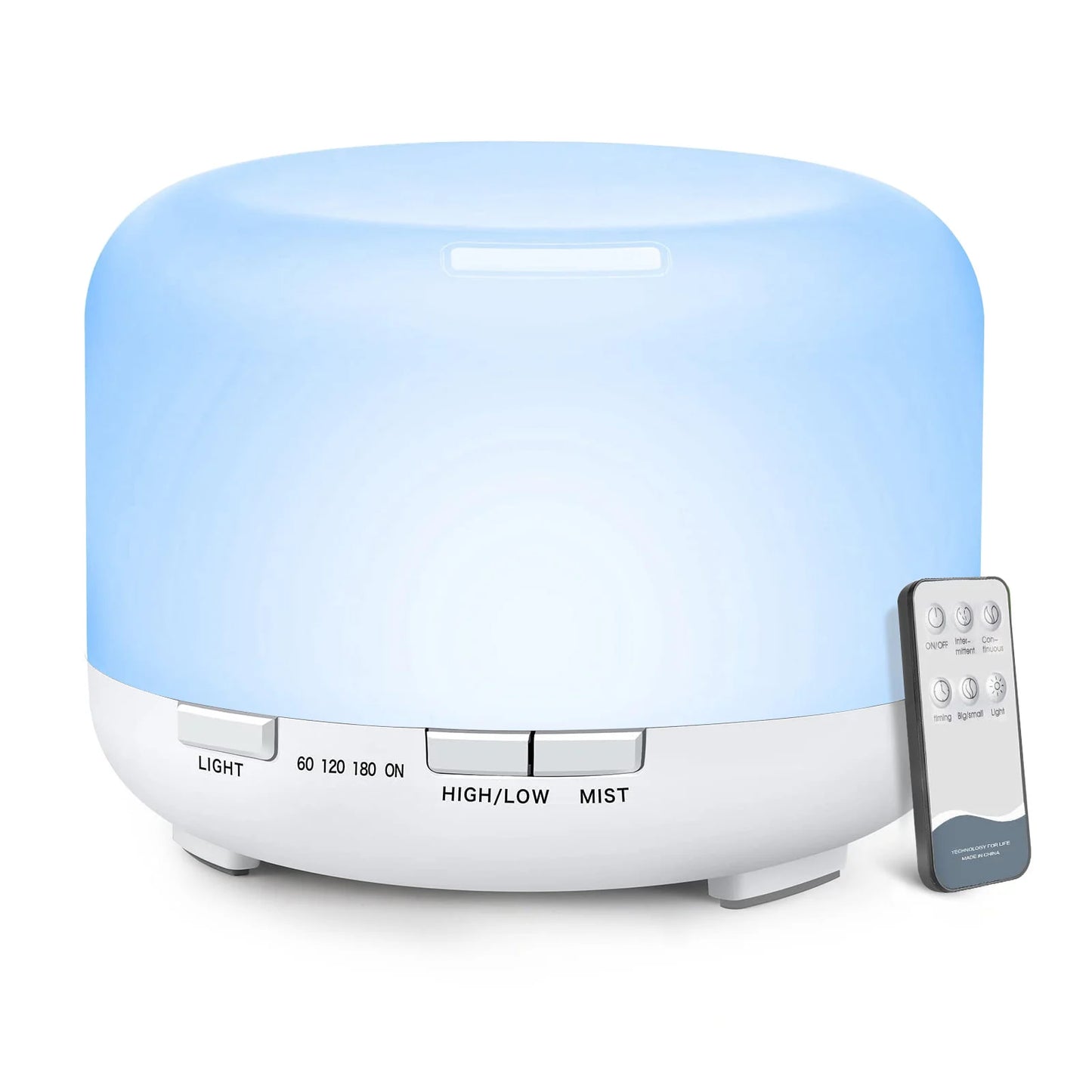 500ML Aroma Diffuser (6 Oils Optional), 5V 2A Essential Oil Aromatherapy Diffuser Humidifier with Remote Control