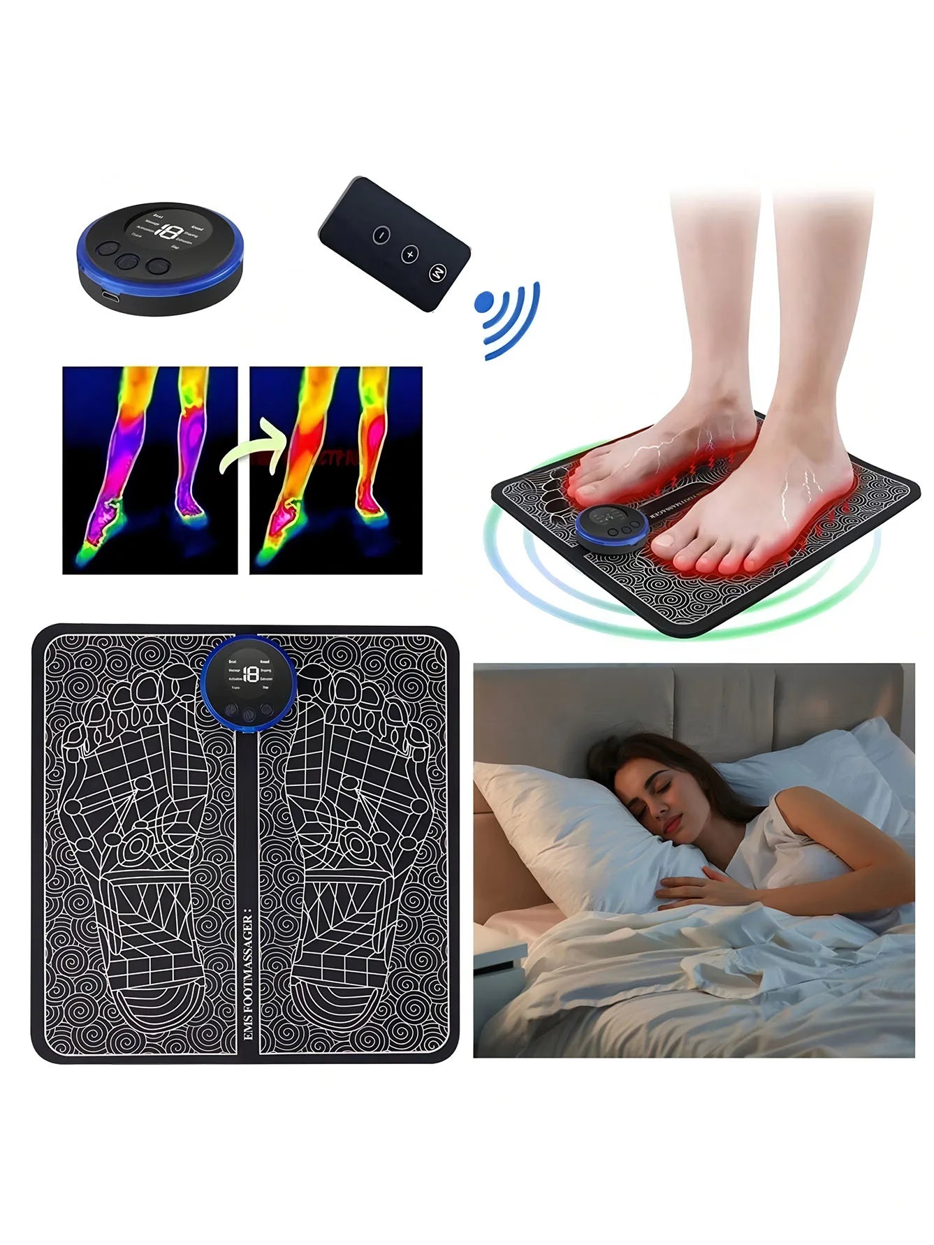 Foot Massager Foot Therapy Machine EMS Foot Massage Pad Pulse Fully Automatic Foot Meridian Pressing Device