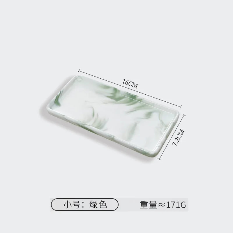 Rectangular Ceramic Tray Creative Marble Pattern Storage Plate Nordic Style Bathroom Storage Tray Jewelry Cosmetics Organizer