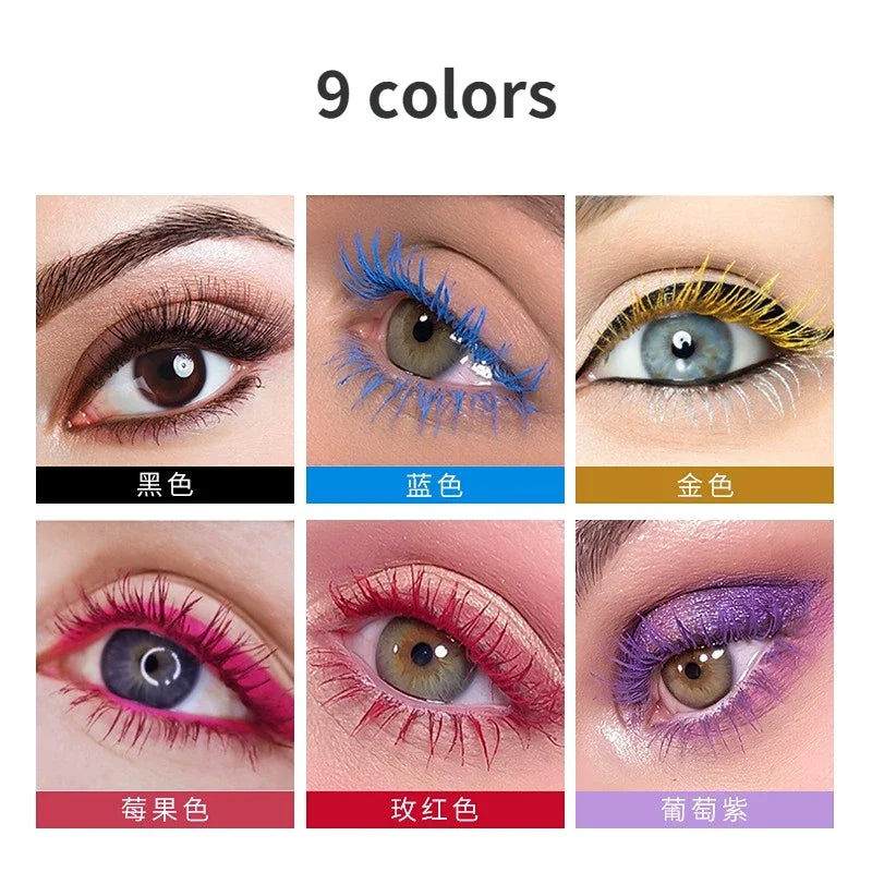 5D Silk Fiber Mascara Lash Color Mascara Waterproof 9 Colors 3D Mascara Eyelash Extension Thick Lengthening Eye Lashes Cosmetics
