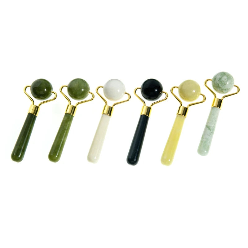 1pc Natural Jade Massager Round Ball Roller Manual Facial Gua Sha Skin Care Eye Beauty Lifting Wrinkle Remover Massage Scraper