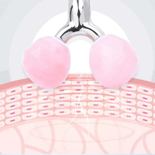 Rose Quartz Jade Roller Facial Massager 3D Massage Face Roller Face-lift Skin Care Tool Thin Face Chin Neck Body Wrinkle Remover