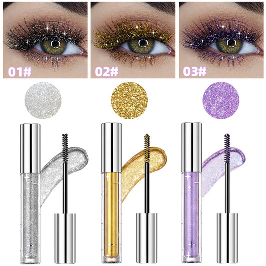 Diamond Shimmer Mascara Glitter Lash Mascara Waterproof Long Lasting Shimmer Gloss Mascara Long Curl Mascara Eyeshadow Makeup