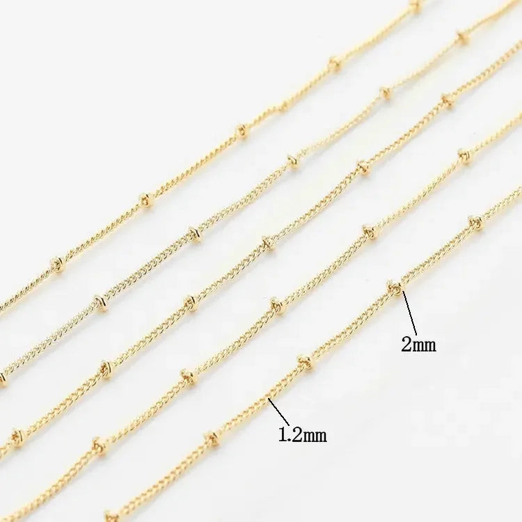 14K Gold Color Plated Brass Round Star Link Chains Necklace Chains High Quality Jewelry Accessories