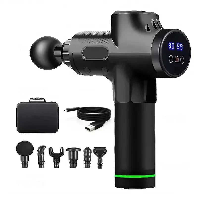 Fascial Massage Gun Electric Percussion Pistol Massager Body Neck Back Deep Tissue Muscle Relaxation Massage Gun Fitness