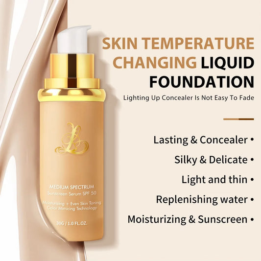 2025 Forever Bloom Inspired 4-In-1 Liquid Foundation Hydrating Medium Coverage with SPF50+, 30ml Korean Makeup