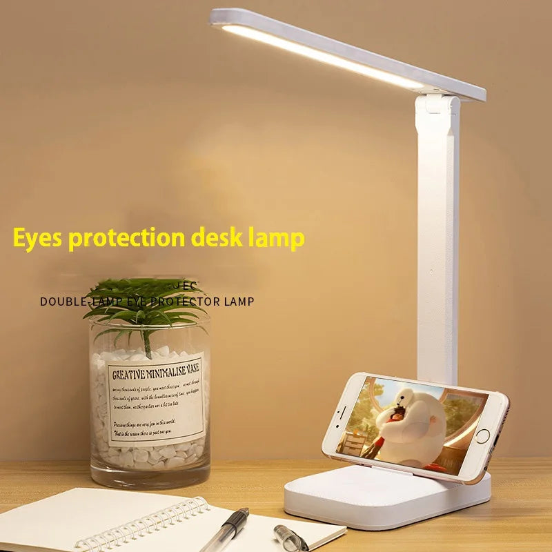 2026 Chargeable LED Table Lamp USB Color Stepless Dimmable Desk Lamp Touch Foldable Eye Protection Reading Night Light