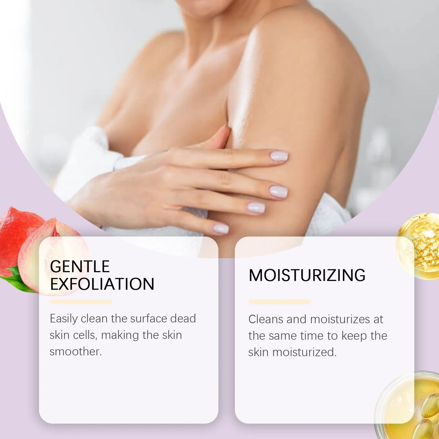 HOYGI Peach Body Scrub Deep Cleansing Underarm Removes Dirt Reduce Dryness Bleaching Exfoliation Chicken Skin Removal Skin Care