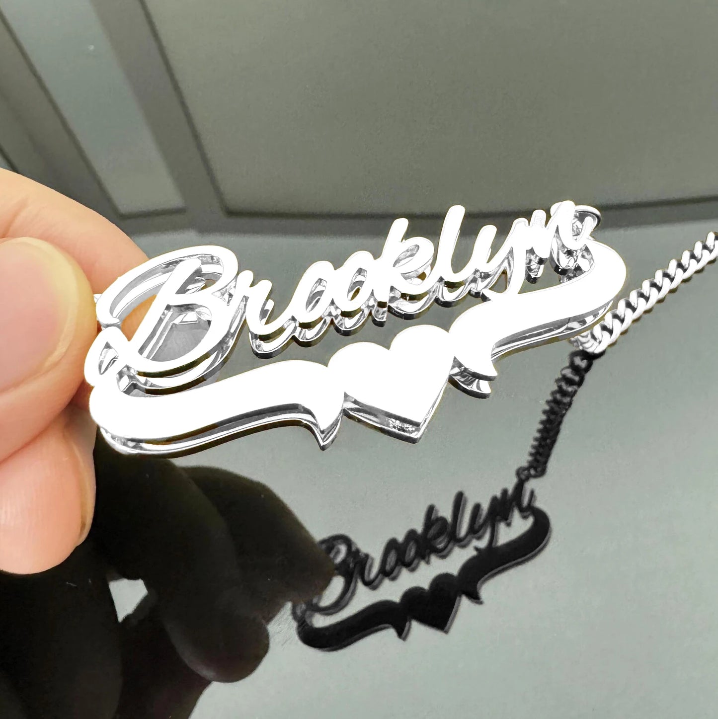 Personalized Double Name Frosted Necklace Custom Bling Name Necklace Gold Stainless Steel Jewelry For Girlfriend Mather Gift