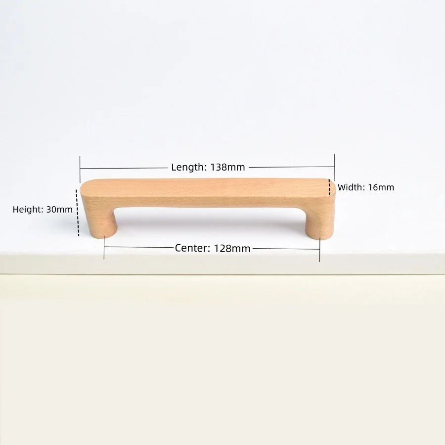 Nordic Wood Cabinet Handle Solid Wooden Kitchen Door Handle Dresser Wardrobe Knobs Cupboard Drawer Pull Furniture Handles