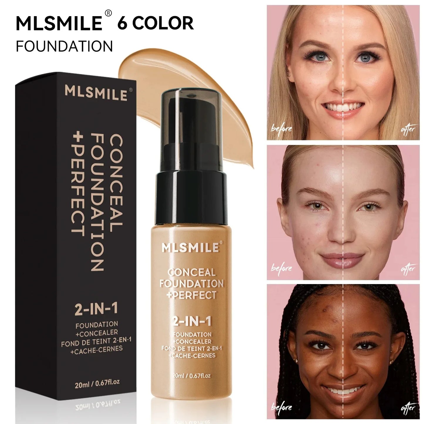 Long-lasting Foundation Oil Control Full Coverage Foundation Cream Transfer Proof and Concealing Liquid Matte Finish Daily Use