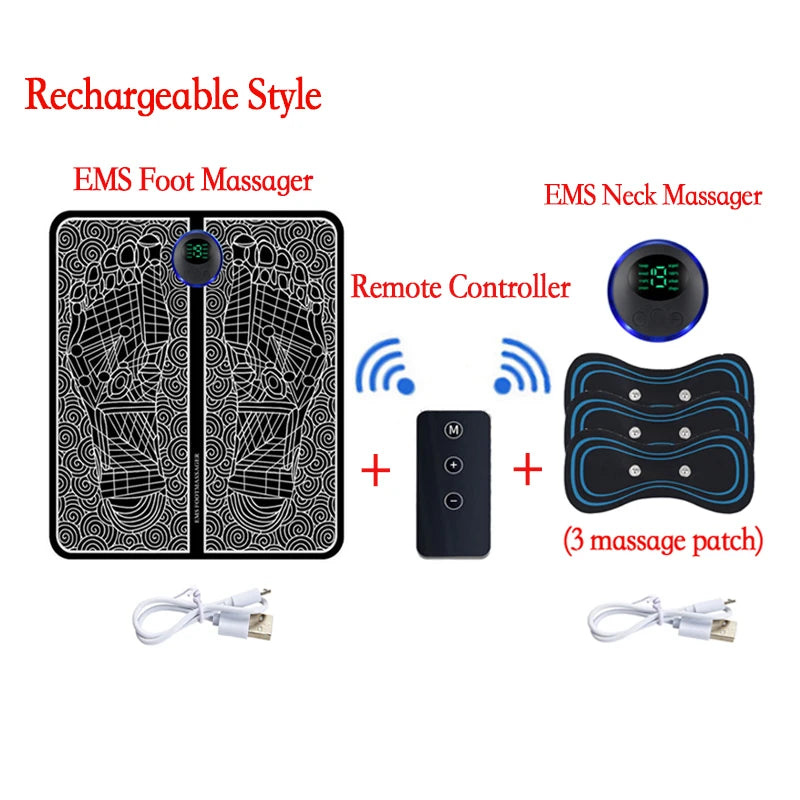 Electric EMS Foot Massager Pad Portable EMS Muscle Stimulation Massage Mat Relief Pain Relax Feet Slimming Shaping