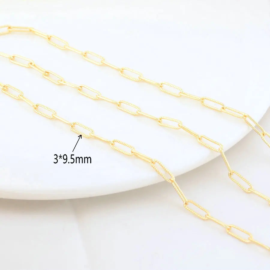 14K Gold Color Plated Brass Round Star Link Chains Necklace Chains High Quality Jewelry Accessories