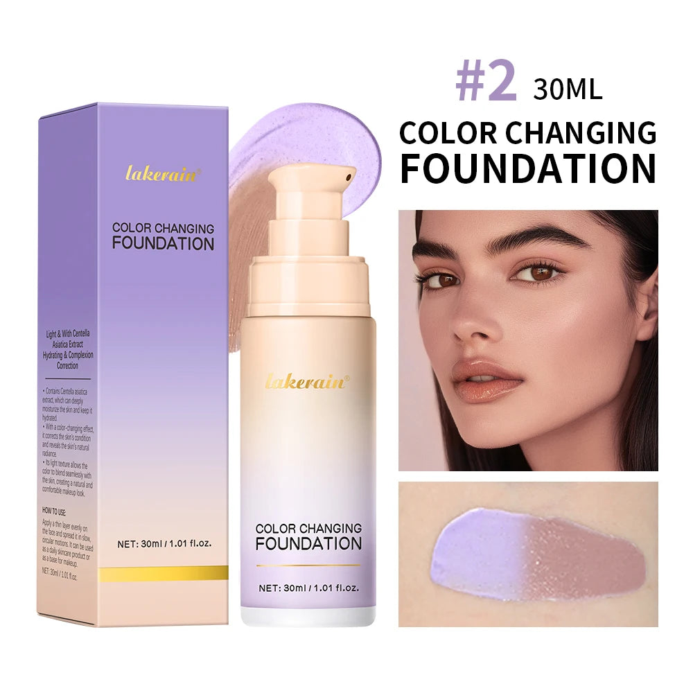 Natural Color Changing Liquid Foundation Centella Korean Lightweight High Coverage Foundation Long-lasting  Natural Base Makeup