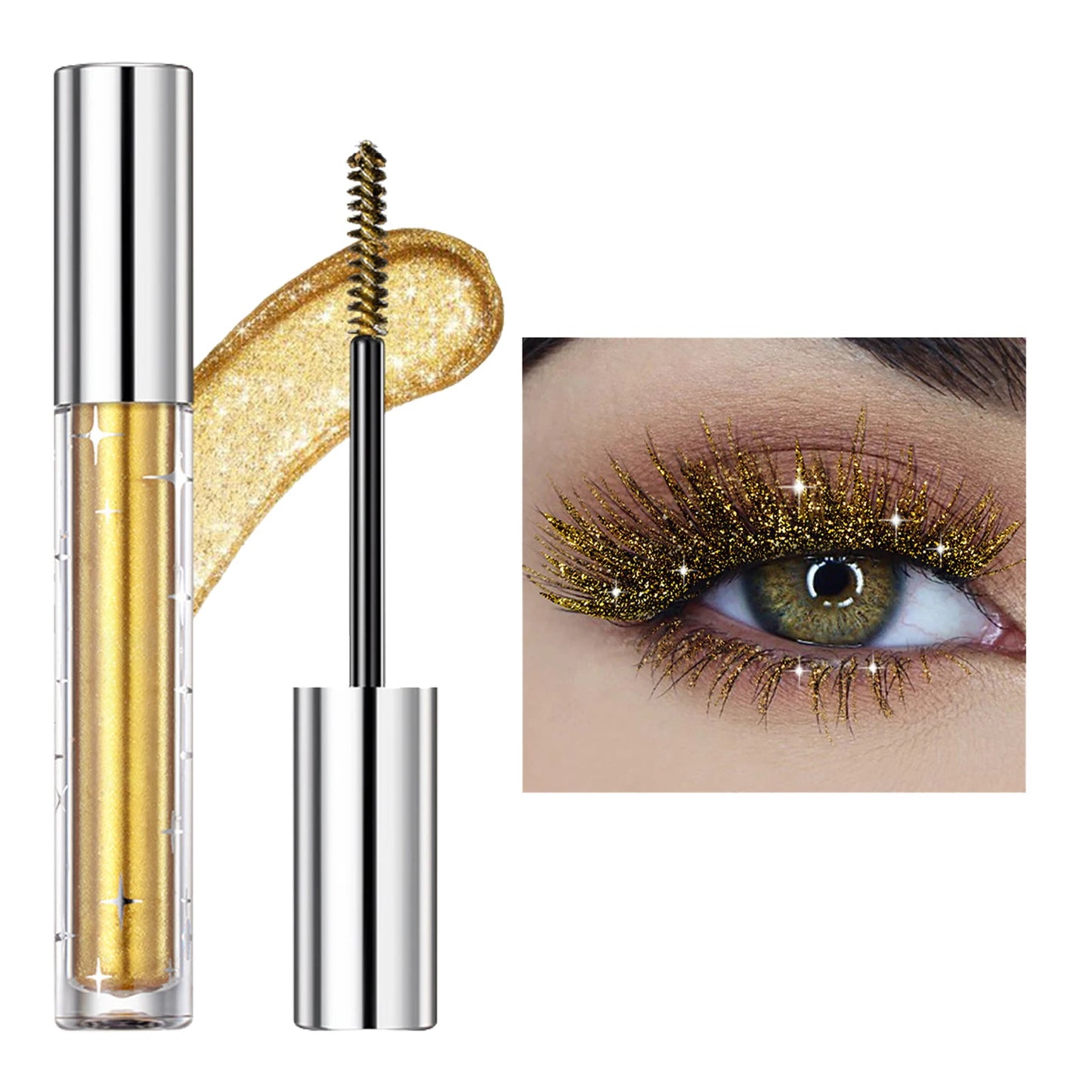 Diamond Shimmer Mascara Glitter Lash Mascara Waterproof Long Lasting Shimmer Gloss Mascara Long Curl Mascara Eyeshadow Makeup