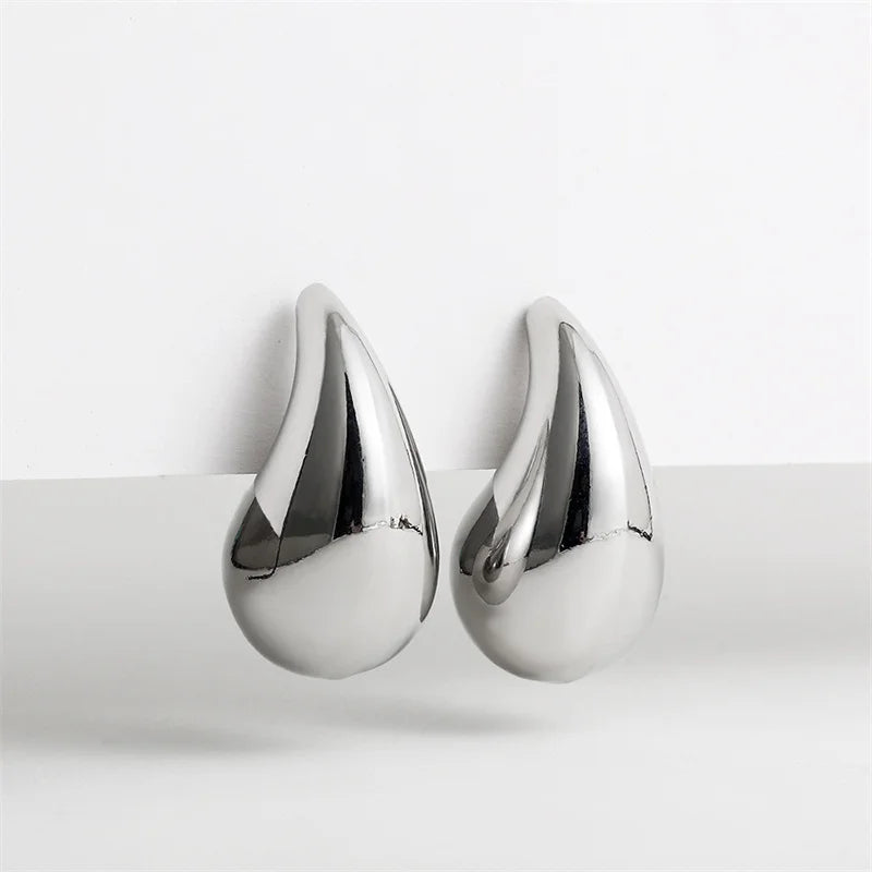 Vintage Chunky Dome Drop Earrings For Women Gold Plated Stainless Steel Thick Teardrop Earring Statement Wedding Jewelry Gifts