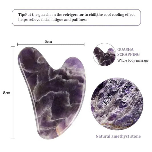 Natural Amethyst Jade Roller Gua Sha Face Massager Scraping Stone Facial Lifting Skin Care Massage Beauty Tools