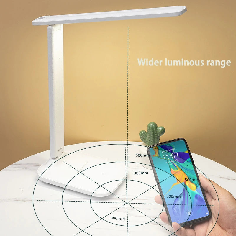 6000mAh LED Table Lamp USB Chargeable/Plug in Stepless Dimmable Desk Lamp Touch Foldable Eye Protection Reading Night Light