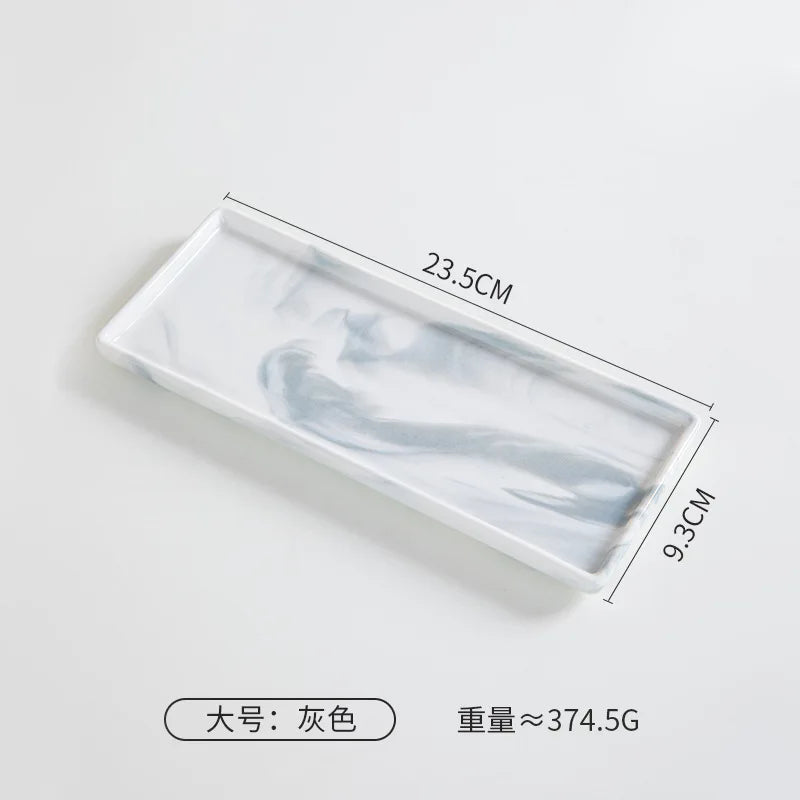 Rectangular Ceramic Tray Creative Marble Pattern Storage Plate Nordic Style Bathroom Storage Tray Jewelry Cosmetics Organizer