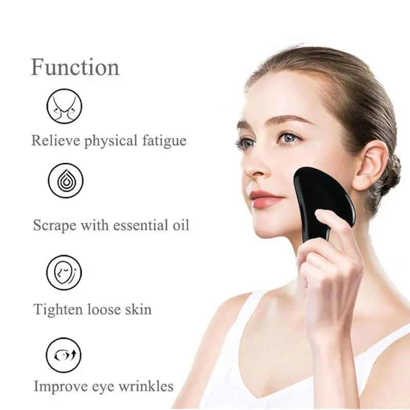 Natural Jade Obsidian Eye Mask Face Massager Gua Sha Board Cold Therapy Scraper Jade Roller Massager Set