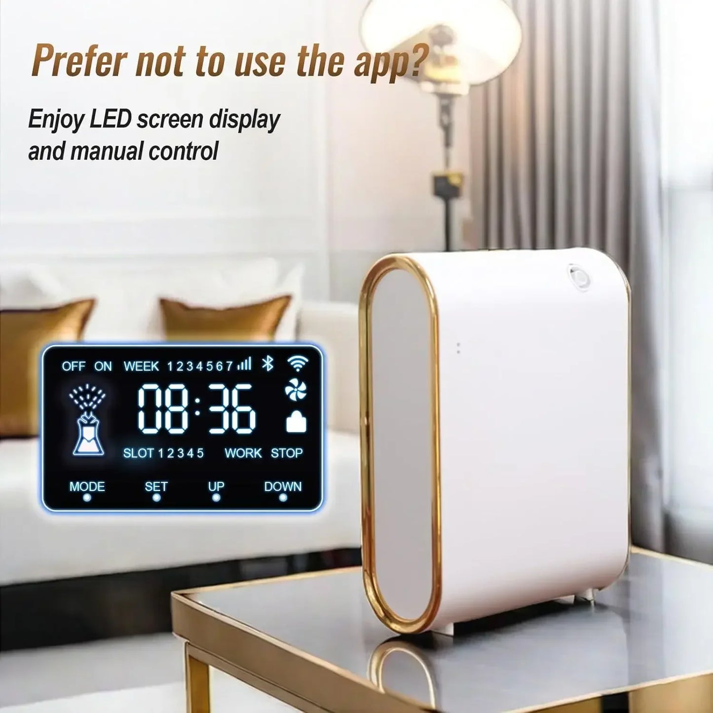 Bluetooth Waterless Fragrance Diffuser Smart Machine for Home Essential Oil Diffuser 1500 Sq Ft Coverage Scent Air Diffuser