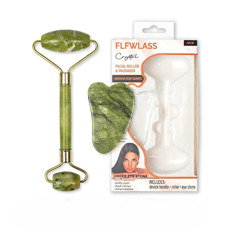 2pcs Guasha Natural Stone Massage Face Jade Roller Gua Sha Massage Tool Set SPA Body Visage Rouleau De Massage Rouleau Visage
