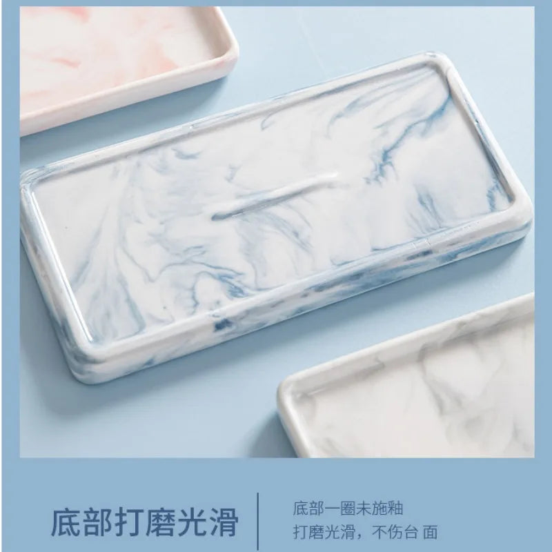 Rectangular Ceramic Tray Creative Marble Pattern Storage Plate Nordic Style Bathroom Storage Tray Jewelry Cosmetics Organizer
