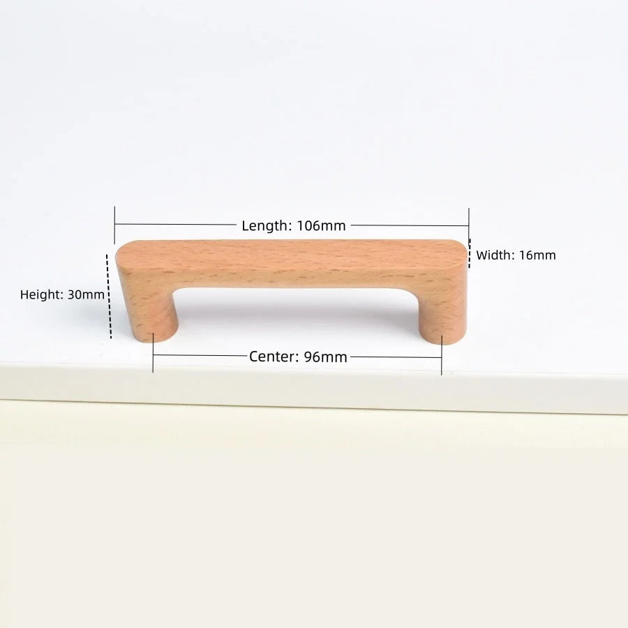 Nordic Wood Cabinet Handle Solid Wooden Kitchen Door Handle Dresser Wardrobe Knobs Cupboard Drawer Pull Furniture Handles