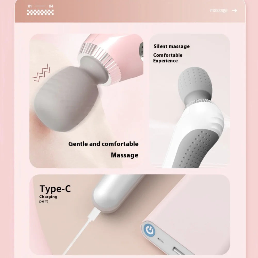 Deep Tissue Massage Gun USB Rechargeable Portable Full Body Muscle Massage 5-speed Adjustable Fascia Gun Pink and Black