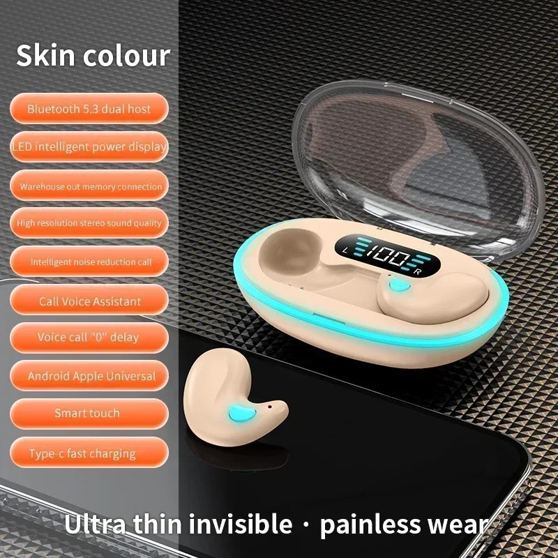 Mini Invisible Sleep Wireless Earphone Bluetooth 5.0 Hidden Earbuds IPX5 Waterproof Noise Cancelling Touch Control Headphone X55