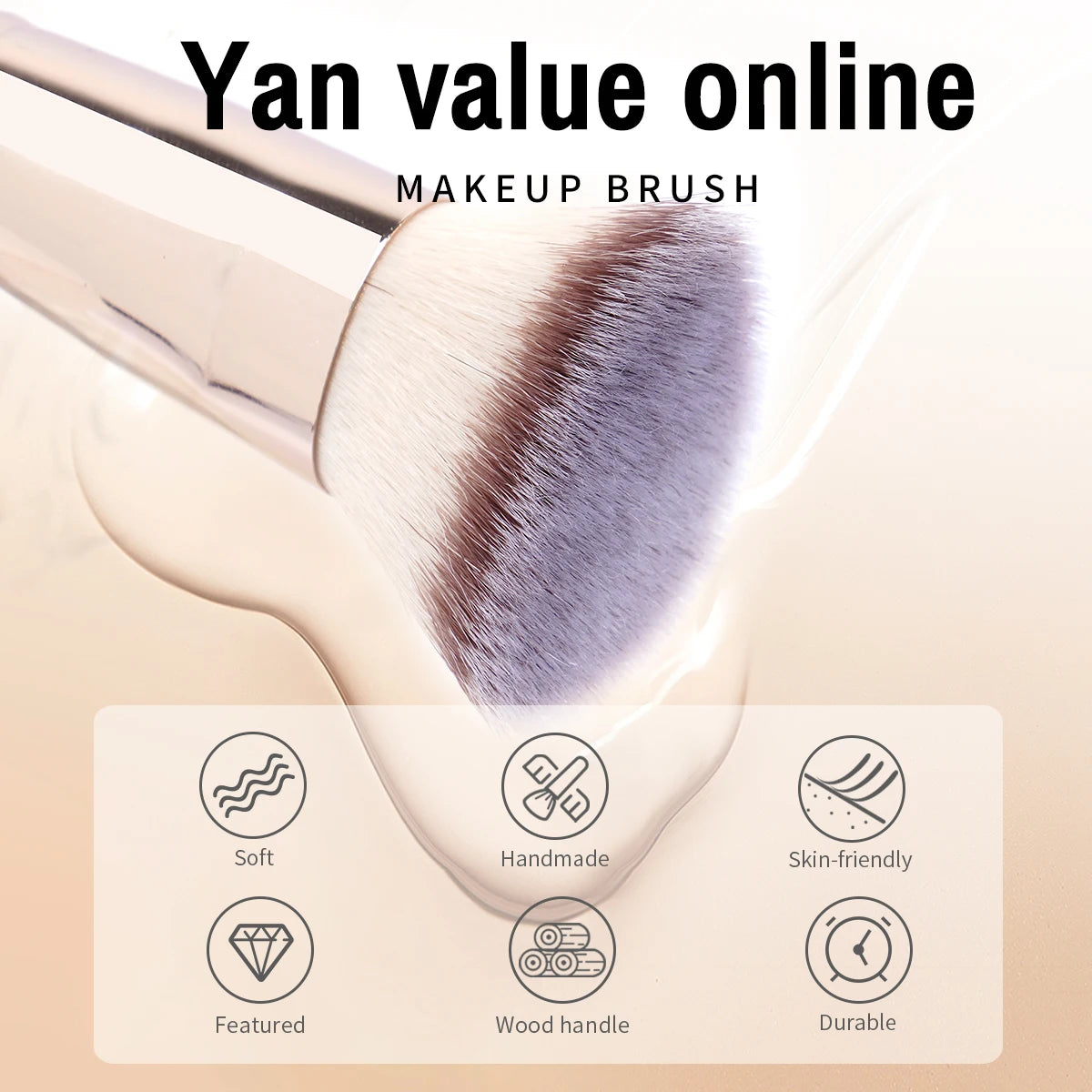 MAANGE 2PCS Foundation Brush Set for Liquid Cream Powder Contour Buffing Blending Concealer Face Brush Cosmetic Makeup Tools
