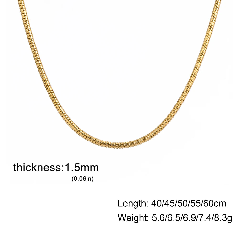 Skyrim Round Snake Chains Stainless Steel Necklace Men Women 40/45/50/55/60cm Length Unisex Hip Hop Punk Jewelry Gifts Wholesale