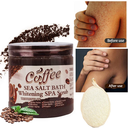 350g/680g Coffee Body Scrub Exfoliating Lightening Skin Pore Cleansing Soften Sea Bath Salt Cream Moisturizing Anti Cellulite