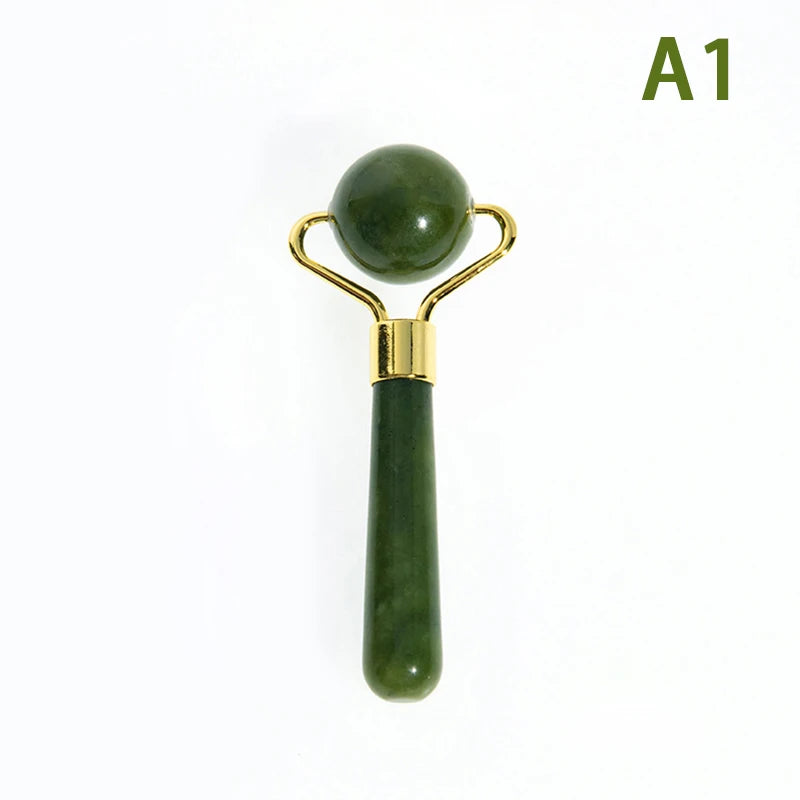 1pc Natural Jade Massager Round Ball Roller Manual Facial Gua Sha Skin Care Eye Beauty Lifting Wrinkle Remover Massage Scraper