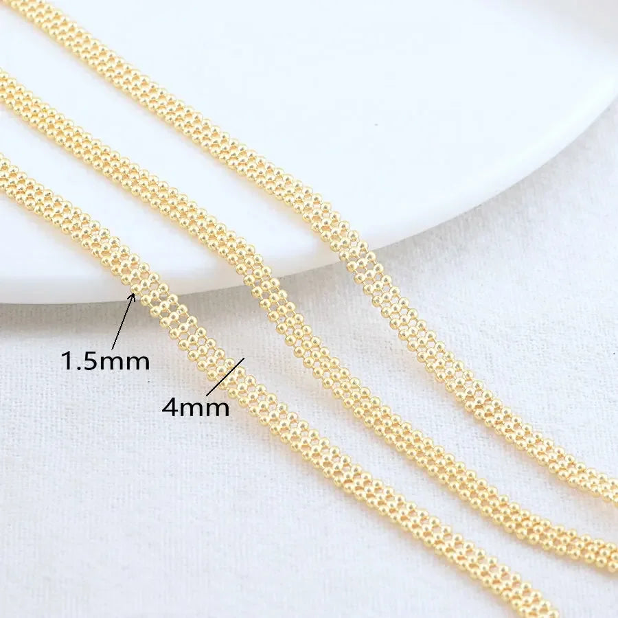 14K Gold Color Plated Brass Round Star Link Chains Necklace Chains High Quality Jewelry Accessories