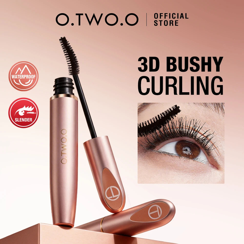 O.TWO.O Black Mascara 3D Silk Fiber Waterproof Long-lasting Extension Volume Lengthen Curling Oversize Volume Mascara Eye Makeup