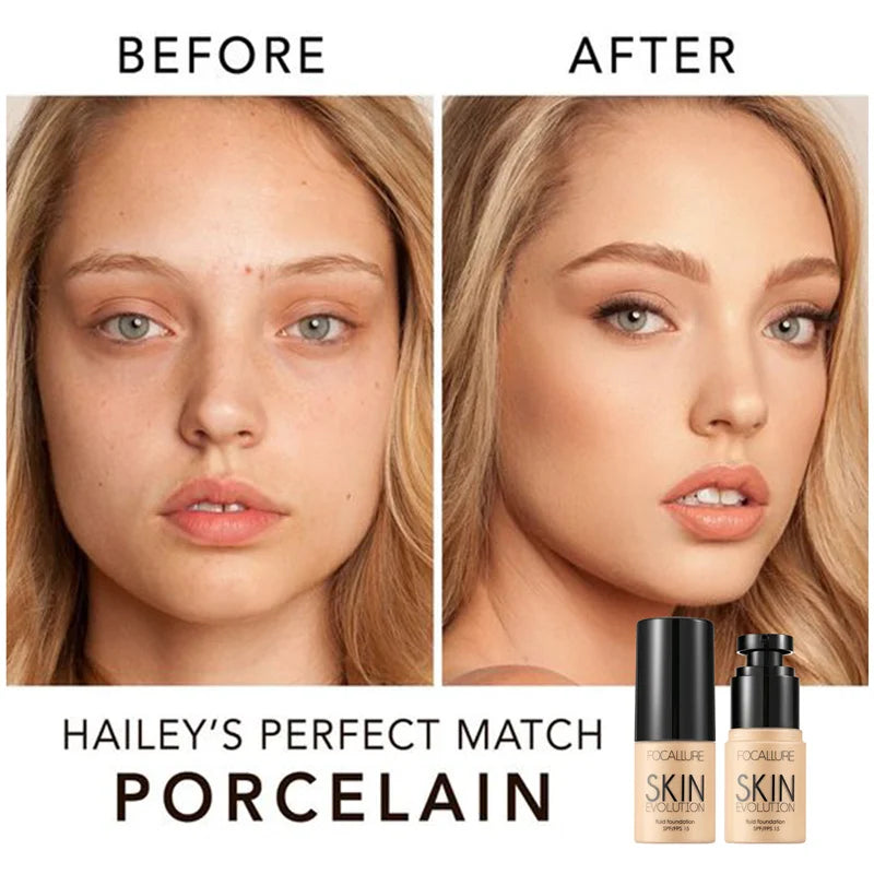 FOCALLURE Face Liquid Foundation Oil Control Moisturizer Full Coverage Concealer Matte Primer Base Cream Foundation Makeup