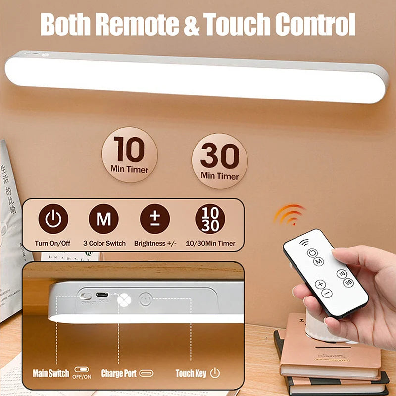 Eye-care Table Lamp LED Light Bar 48/28cm Rechargeable Wirless Desk Reading Lamp USB Night Light For Bedside Kitchen Cabinet