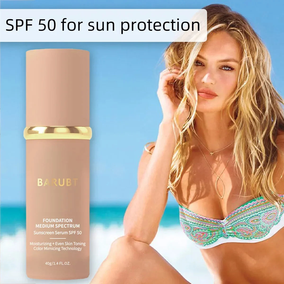 Biomimic Foundation 4 In 1 Spectrums FOUNDATION MEDIUM SPECTRUM Sunscreen Serum  With SPF50+ Longwearing Waterproof